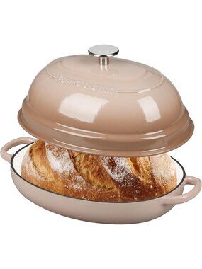 Mocha 6QT Oval Cast Iron Dutch Oven Pot with Lid Bread Dutch Oven Baking Pan